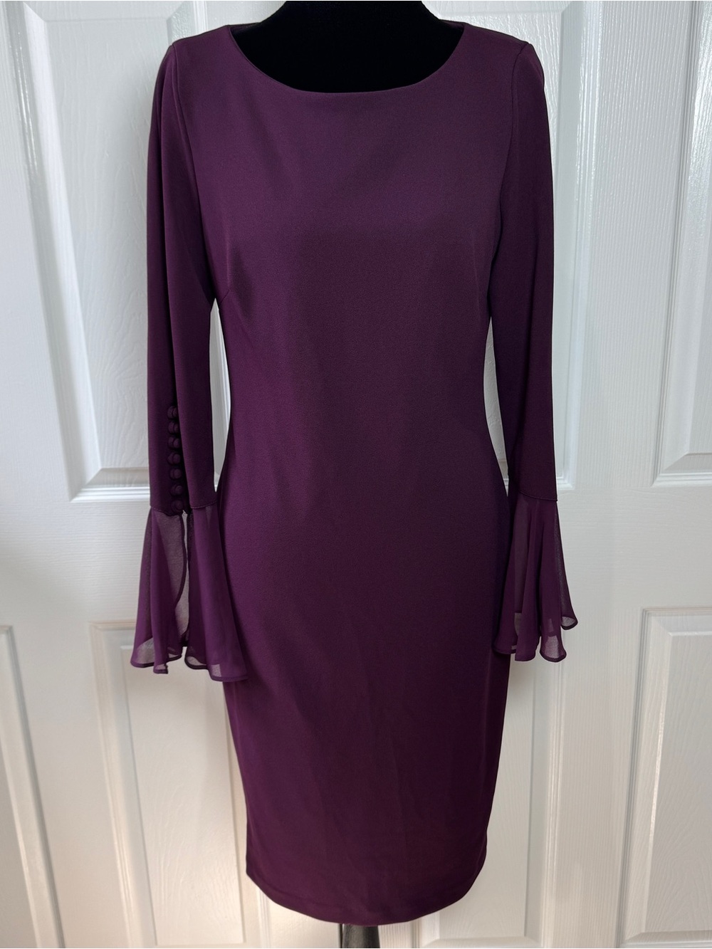 Calvin Klein Plum Bell-Sleeve Sheath Dress
